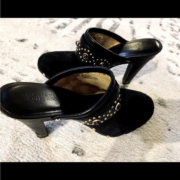 Michael Kors black suede heels mules with stones, size 7 - Picture 8 of 9